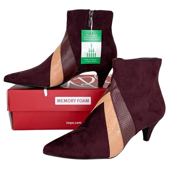 Impo Shoes - Impo Ellette Burgundy Microsuede Womens Booties Size 8.5M